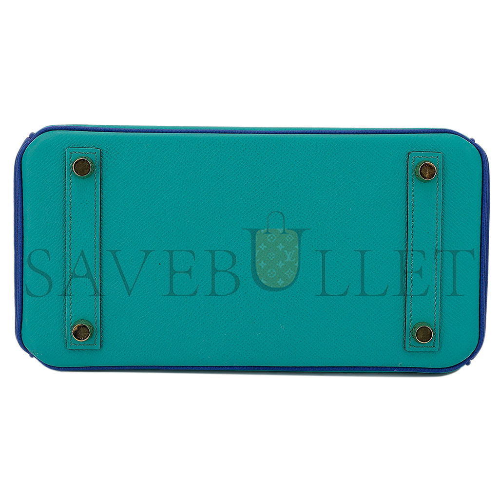 H**mes master birkin 35 epsom in malachite green and aqua blue with gold buckle h028369ck33 (35*28*18cm)